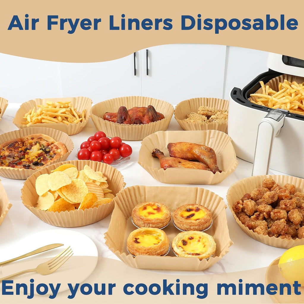 Skiennix Air Fryer Disposable Paper Liners - 100PCS Non-Stick Parchment for 3-5QT Baskets | 6.5 Inch Round