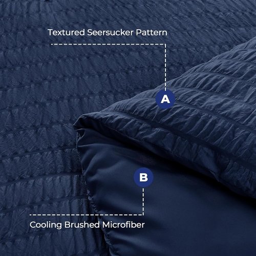 HYMOKEGE Queen Comforter Set - Lightweight 3-Piece Bedding Set with Soft Down Alternative - Navy Blue