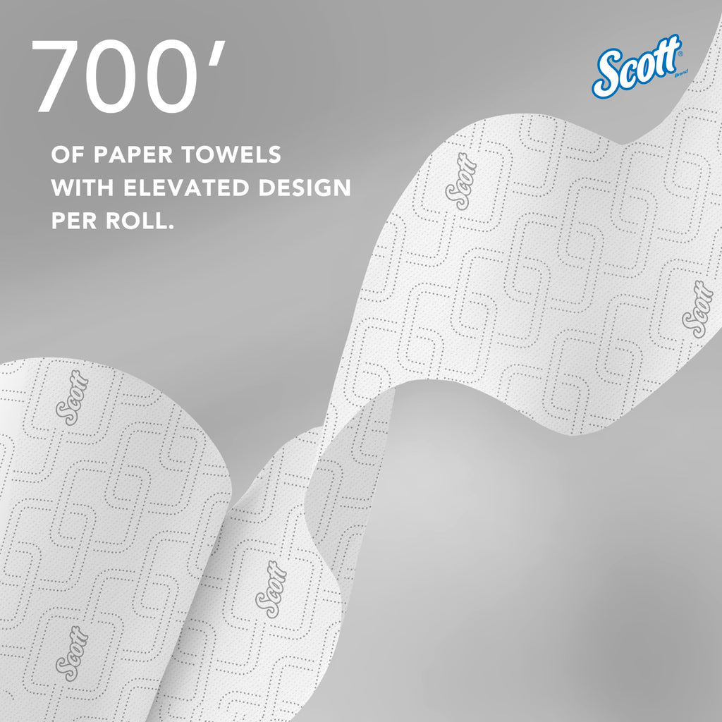 Scott Professional Pro High-Capacity Hard Roll Paper Towels, Bulk (53925), Hardwound, Elevated Design, Absorbency Pockets, for ScottBrand Blue Core Dispensers (6 Rolls at 700' Each, 4,200'/Case)