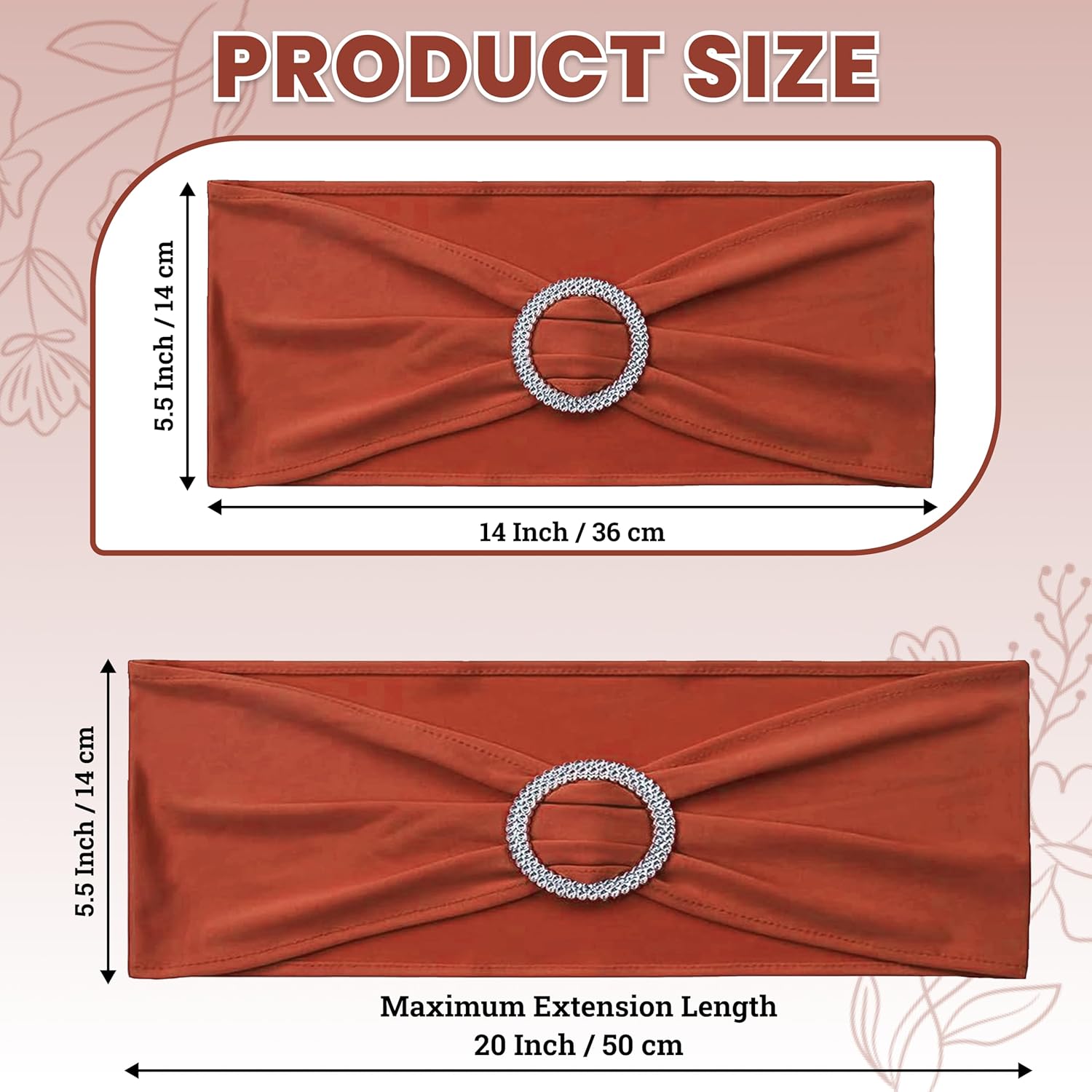 MDS Spandex Chair Sashes - Universal Fit Elastic Stretch Bands with Buckle Slider Bow | Terracotta, Pack of 125