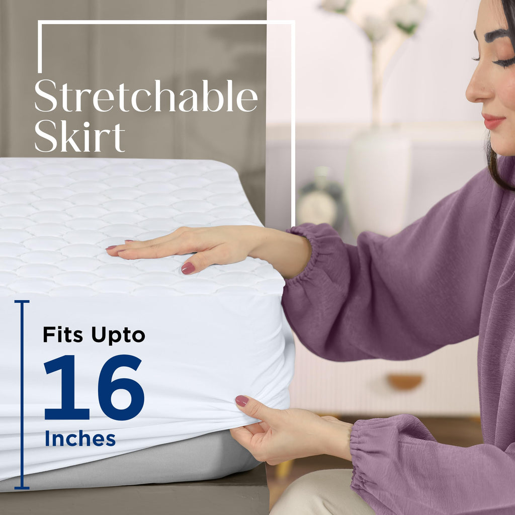 Utopia Bedding 2 Pack Waterproof Mattress Protector, King Mattress Pad, Noiseless Quilted Fitted Cover with Deep Pocket Stretches up to 16 Inches (White)