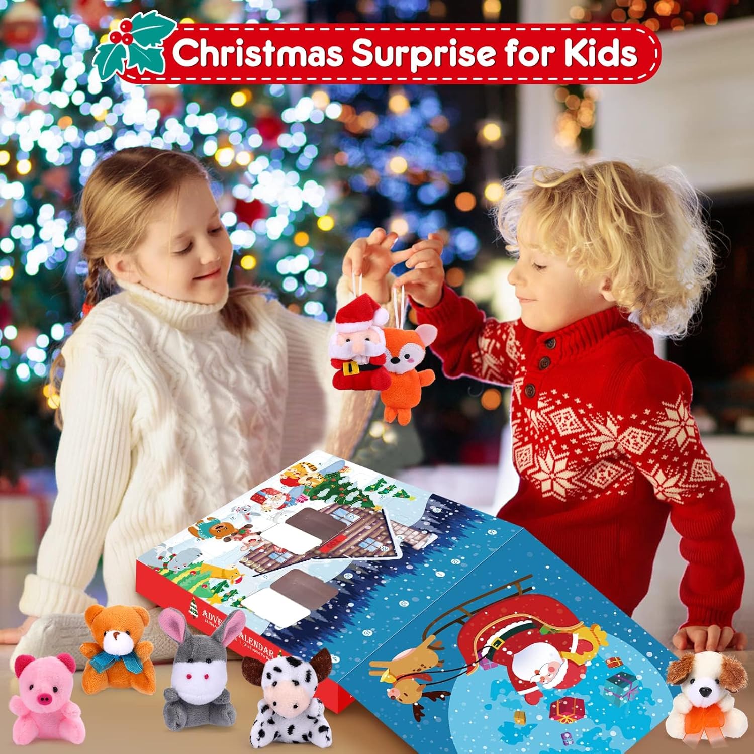 Advent Calendar 2025 - Kids' 24-Day Christmas Countdown with Mini Animal Plush Toys | Perfect Holiday Gifts