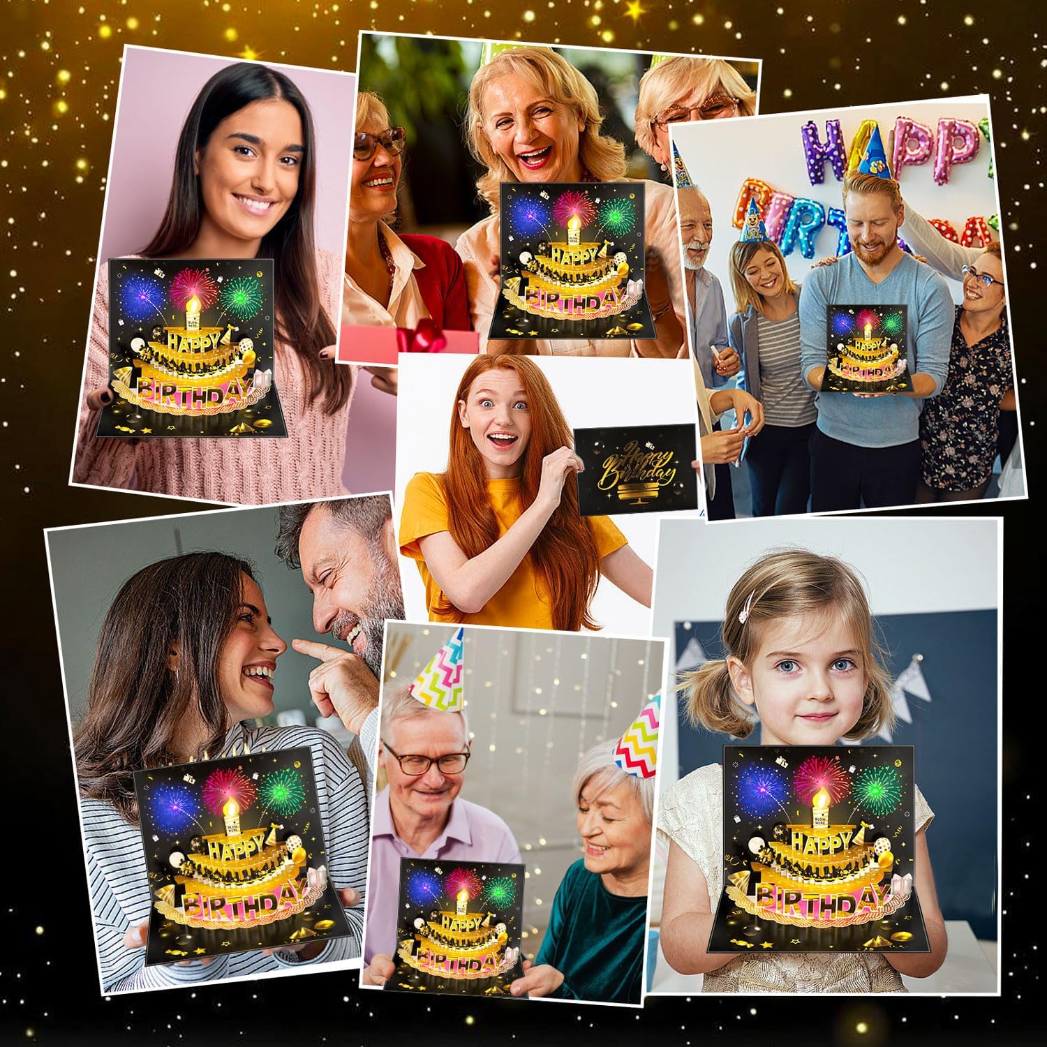 Pop Up Birthday Cards - LED Light & Music, 3D Balloons, Perfect Gift for Men, Women, Kids & Dad