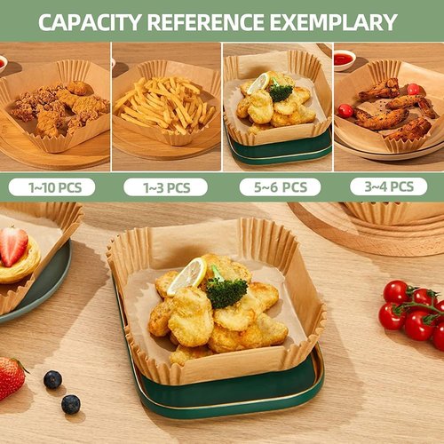 Air Fryer Paper Liners - 125PCS Non-Stick Disposable Baking Paper | Oil-Proof & Food Grade (8-Inch Square)