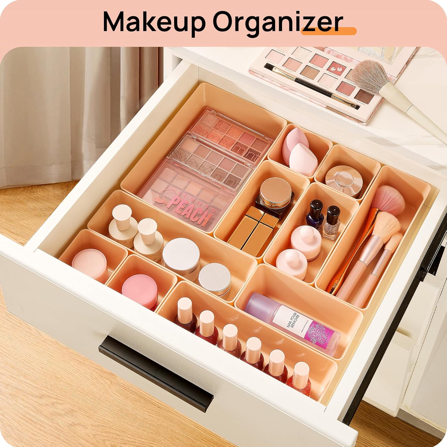 Vtopmart 25 PCS Plastic Drawer Organizers - Versatile Bathroom & Vanity Storage Trays for Makeup, Kitchen & Office