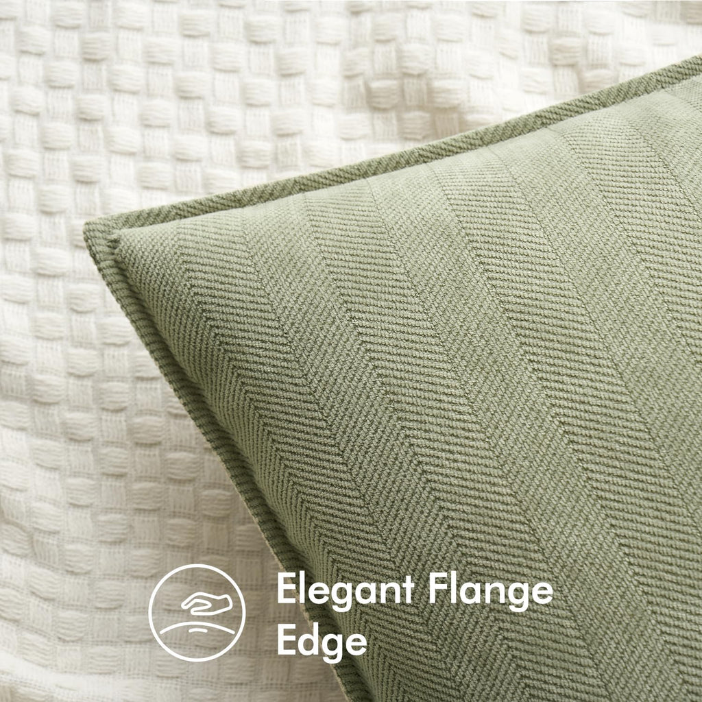 MIULEE Decorative Pillow Covers - Soft Chenille Sage Green | 18x18 Inch Luxurious Farmhouse Cushion for Sofa & Bedroom