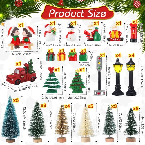 Kasyat Christmas Village Set - 58 Pcs Miniature Figurines & LED Houses for Winter Decor