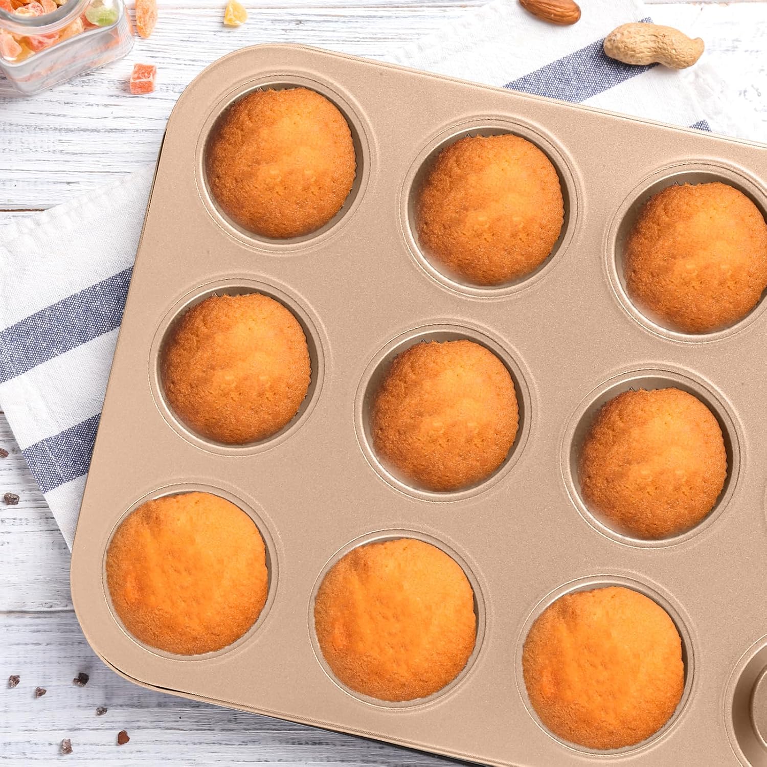 Champagne 11-Piece Nonstick Baking Pans Set - Professional Grade Carbon Steel Bakeware, Dishwasher Safe & Oven Safe to 450°F