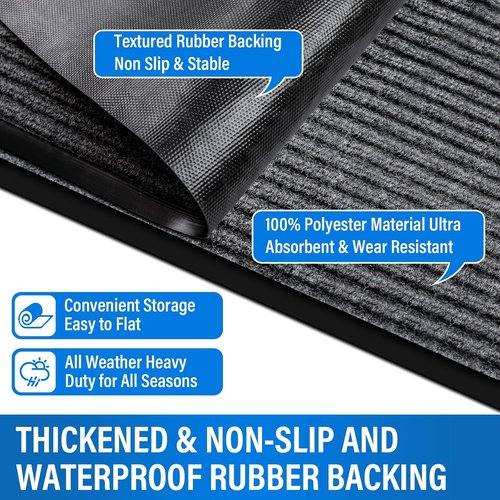 Durable 3' X 5' Front Door Mat by [Brand Name] - Heavy Duty Non-Slip Indoor/Outdoor Entrance Mat