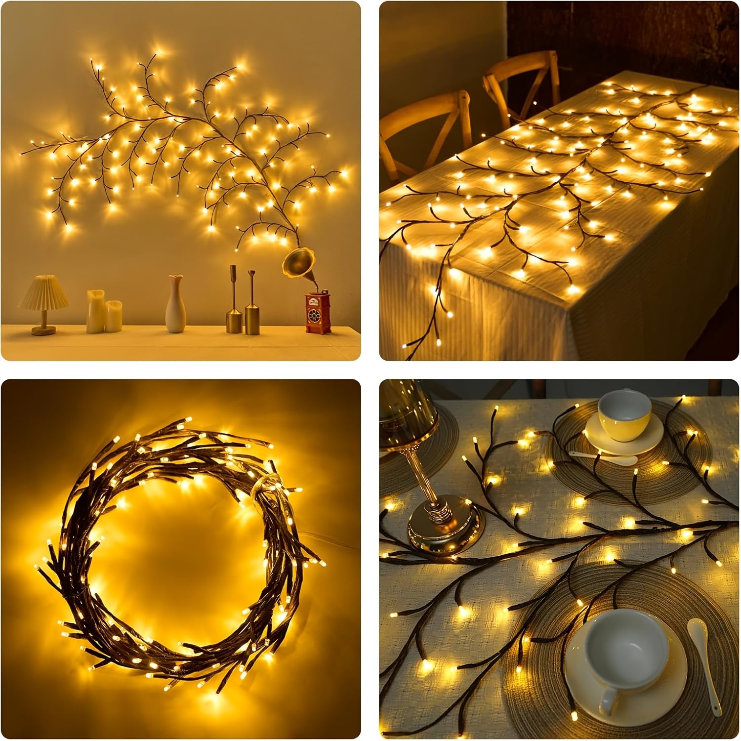Enchanted Willow Vine Lights for Wall,Willow Vine Tree Branch Lights Decoration Gift,with 48 LED Light and Remote,8 Lighting Modes,for Bedroom Wall Doors Windows Wedding Christmas (47 Inch)