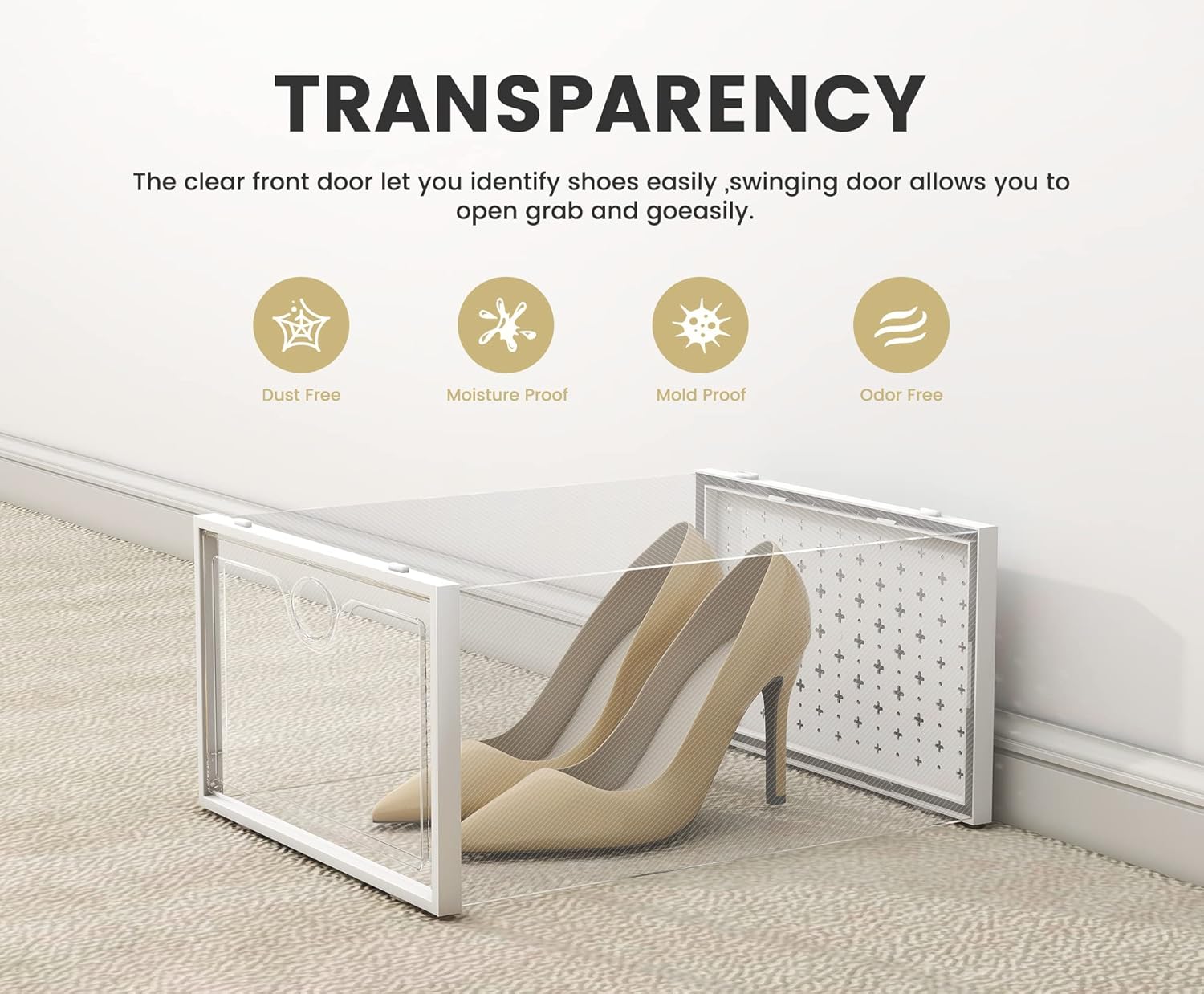 Pinkpum XXL Shoe Storage Boxes - Clear Plastic Stackable Organizer for Size 14 Sneakers | 12 Pack