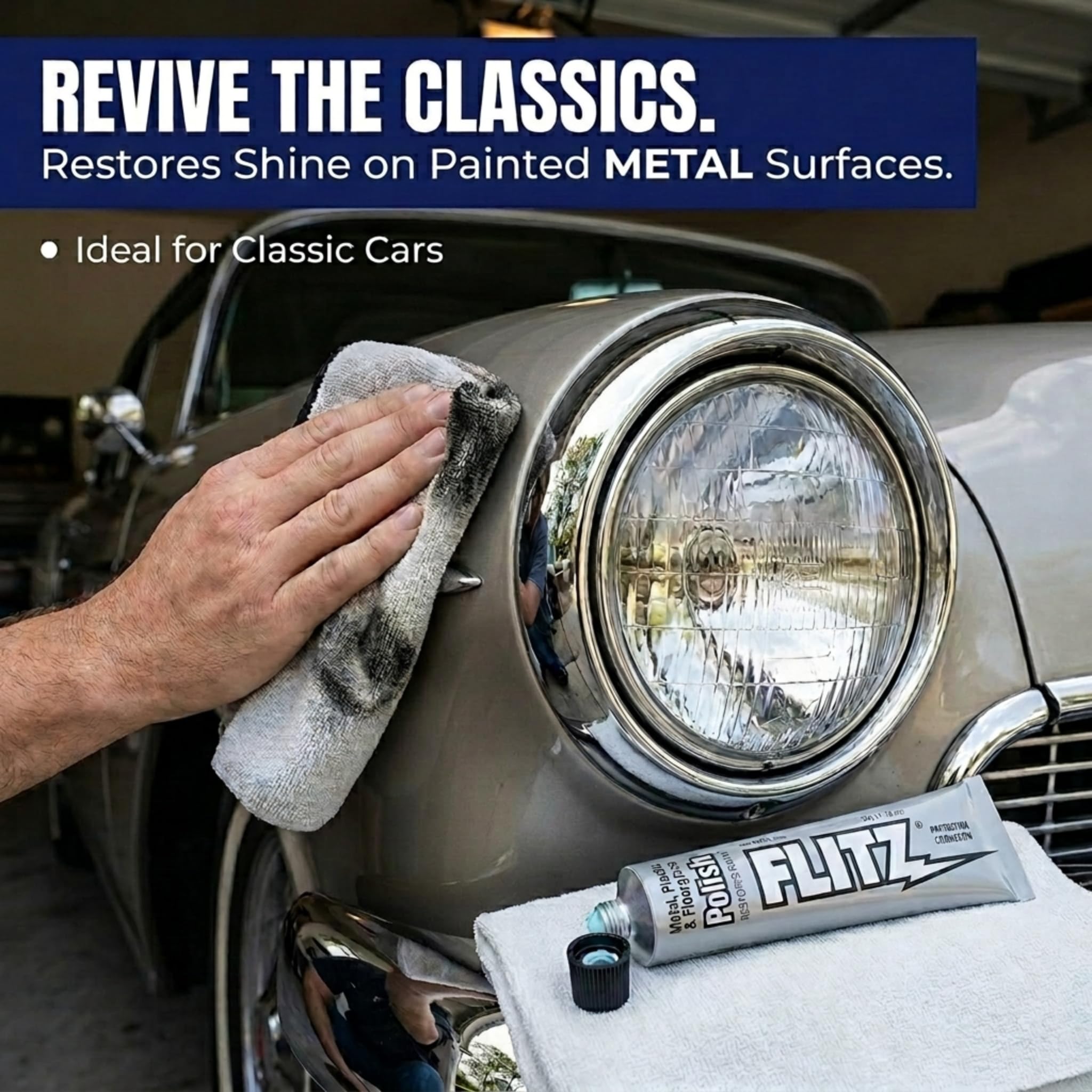 Flitz Metal Polish Paste - 1.76oz USA-Made Polish for Solid Chrome, Stainless Steel, & Aluminum - Non-Abrasive for Light Oxidation - Requires Manual Buffing - Not for Plated/Coated Surfaces (1 Pack)