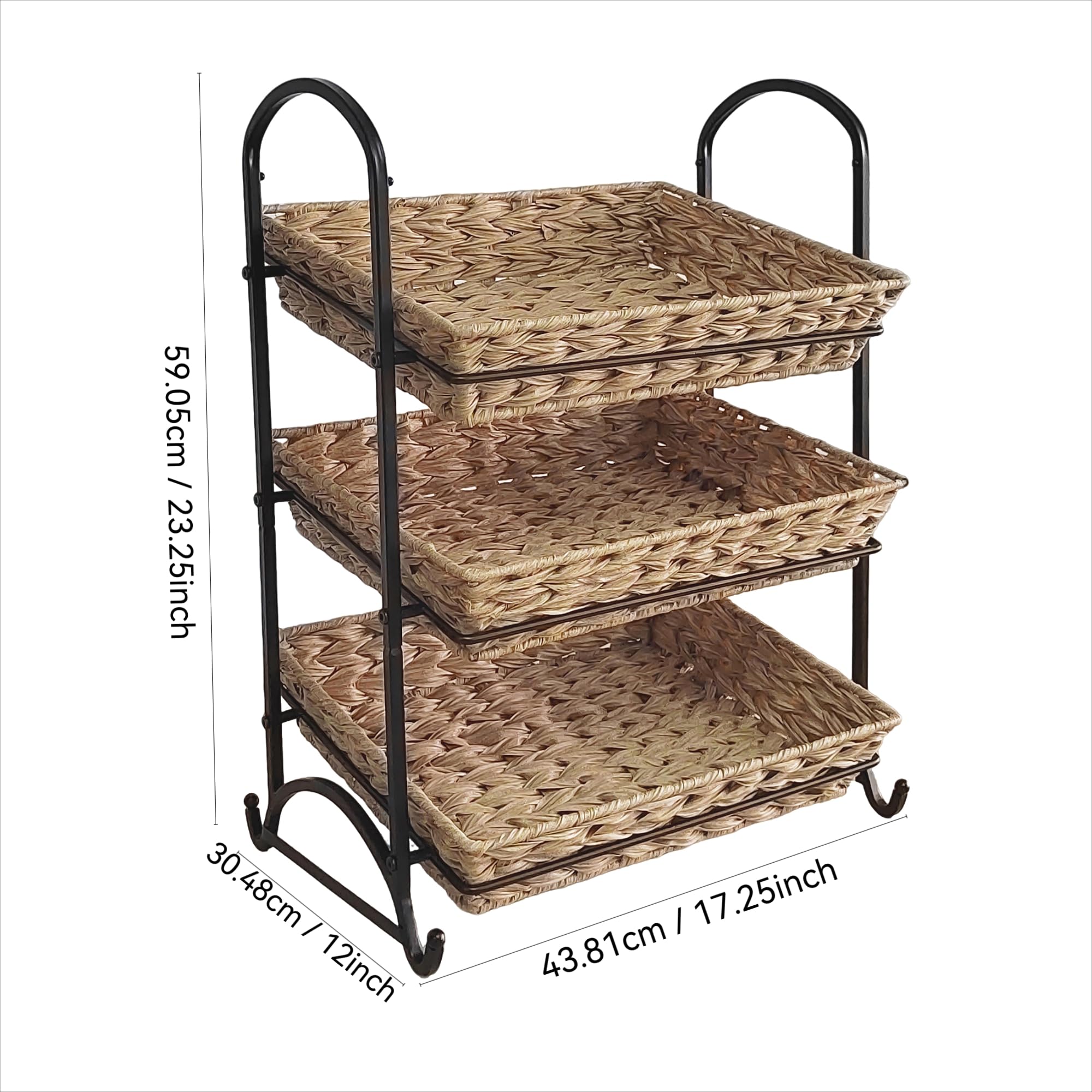 Lihou PapaQ Stackable Candy Display Rack with Rattan |Stackable Candy Organizer|Multi-Function Snack Rack&Shelf for Chips |Perfect Display Solution for Stores (Brown, Large)