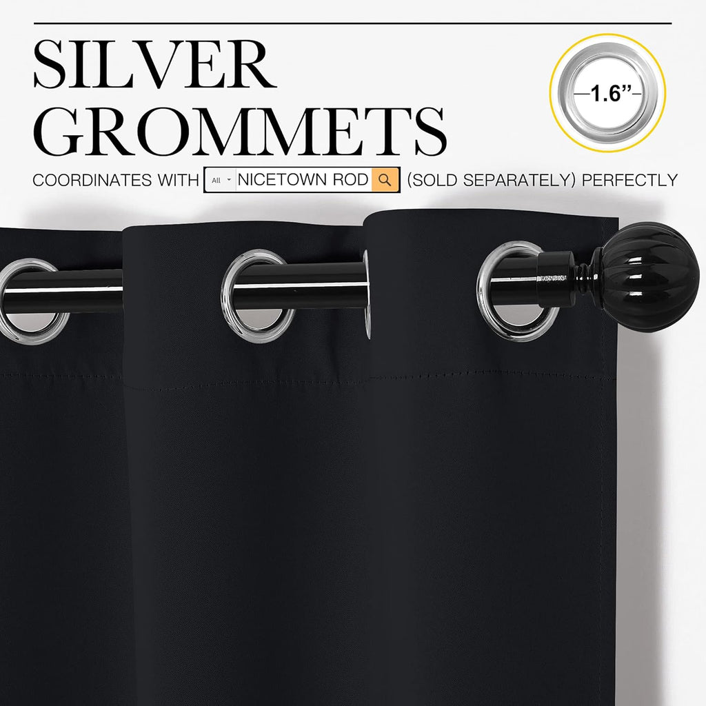 NICETOWN Blackout Curtain Shades - Thermal Insulated Drapes for Summer Home Decor | 2 Panels, 55" x 96", Black