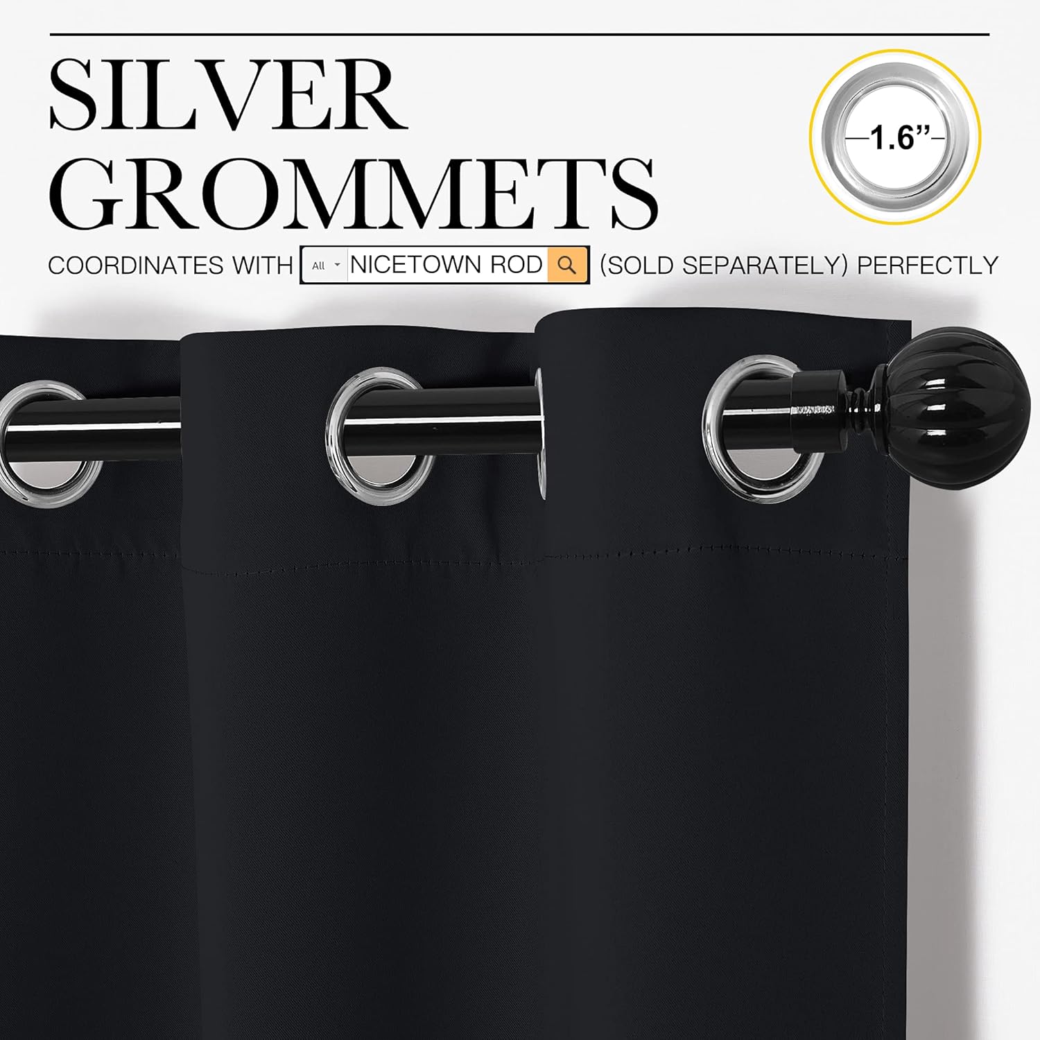 NICETOWN Blackout Curtain Shades - Thermal Insulated Drapes for Summer Home Decor | 2 Panels, 55" x 96", Black