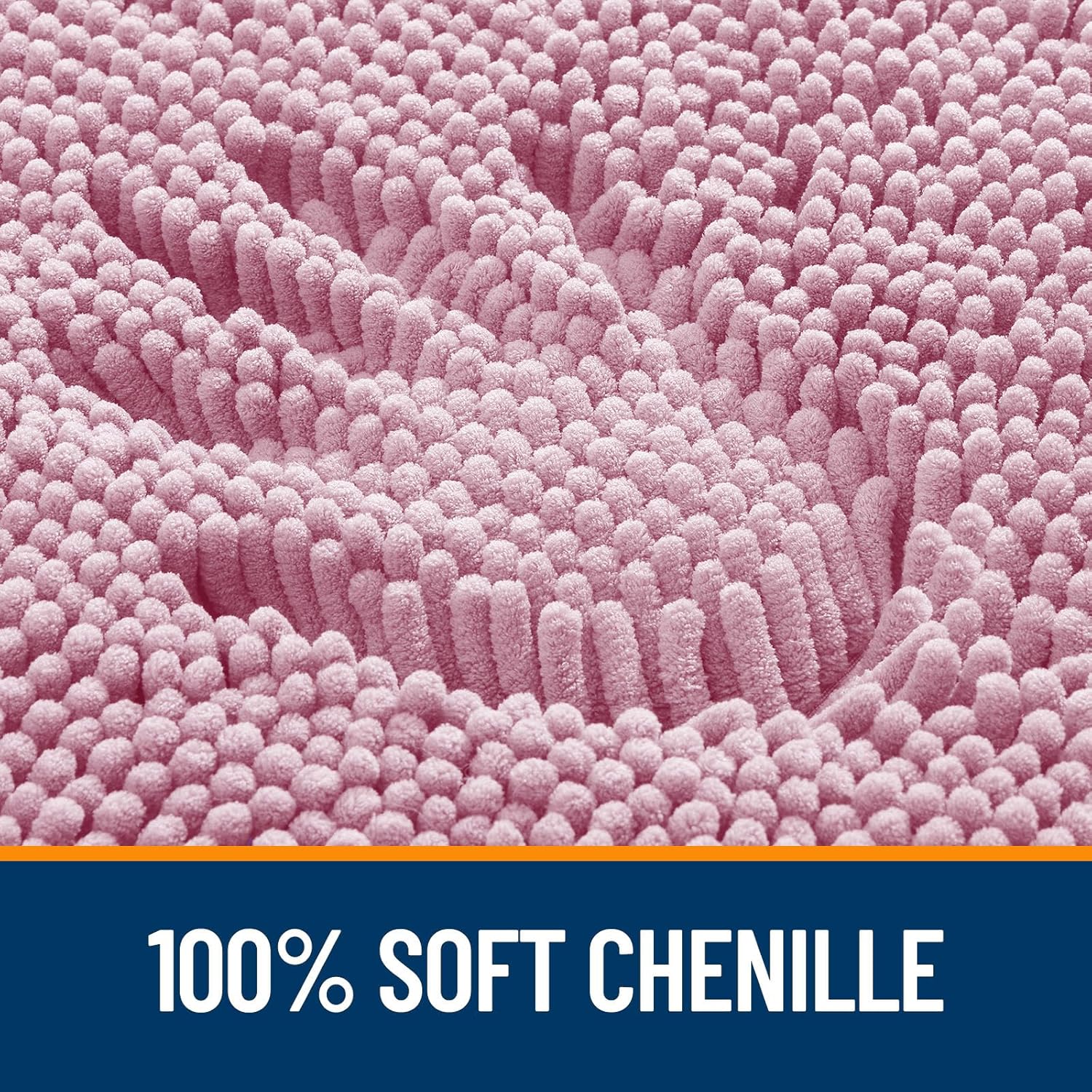 OLANLY Large Bathroom Rugs - Extra Soft Chenille Bath Mats with Rubber Backing | Quick Dry, Machine Washable, Dusty Rose 44x32