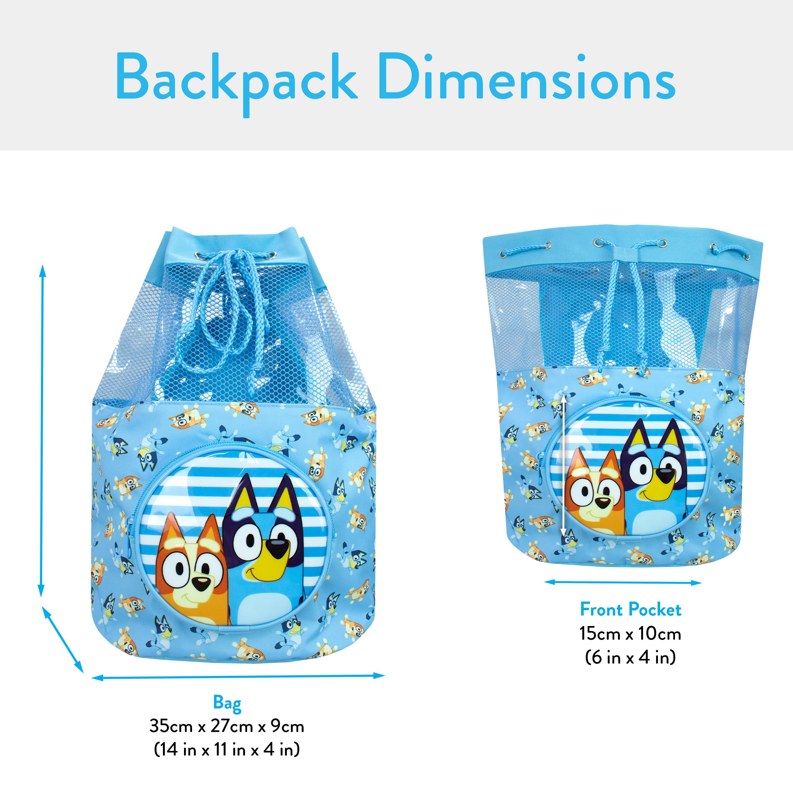 Bluey Swimming Bag Kids Beach Pool Swim Drawstring Backpack For Boys Or Girls Blue