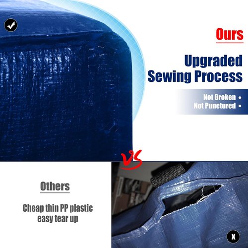 Cosy Family Extra Large Moving Bags - 8 Pack with Backpack Straps, Strong Handles & Zippers for Space Saving (Blue)