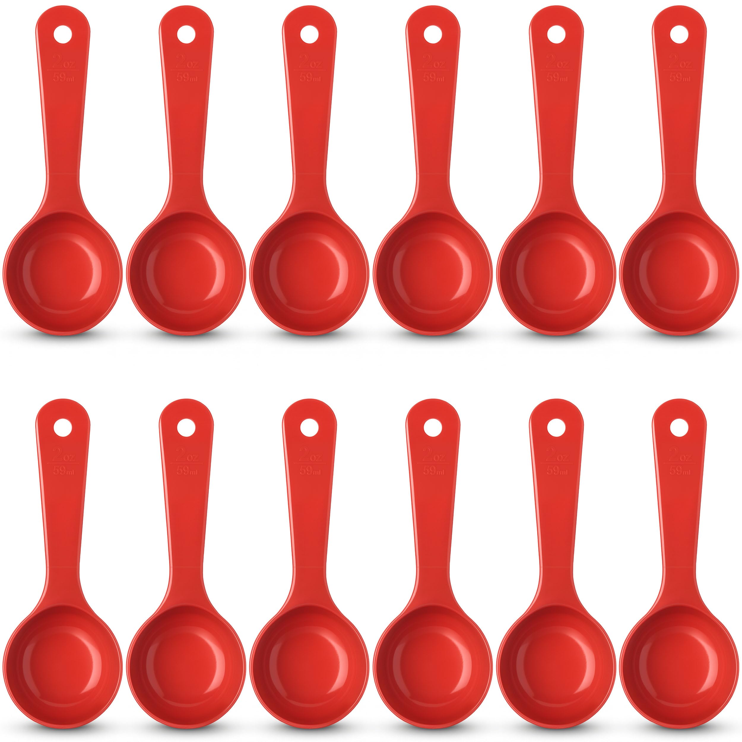 Carlisle FoodService Products Measure Miser Solid Measuring Spoon with Short Handle, 2 Ounces, Red (Pack of 12)