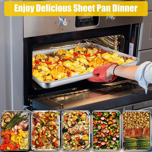 Homikit Baking Sheet Set - 2 Pack 18” x 13” Stainless Steel Cookie Pans | Heavy Duty, Nonstick & Dishwasher Safe