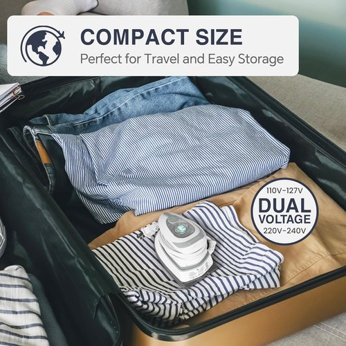 Beautural Mini Travel Steam Iron - Dual Voltage, Temperature Control, Non-Stick Soleplate | Perfect for Sewing & Quilting