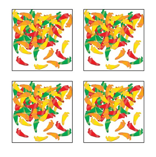 Beistle , 4 Packages Fanci Fetti Chili Peppers, 1 Ounce of Confetti in Package, Total of 4 Ounces of Confetti