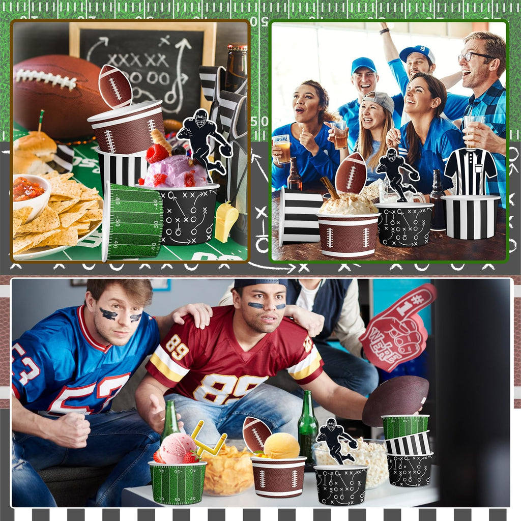HAKOTI 48Pcs Football Party Supplies Kit - Football Ice Cream Bowls Party Snack Bowls Birthday Themed Decoration for Game Day Party,Sports Event