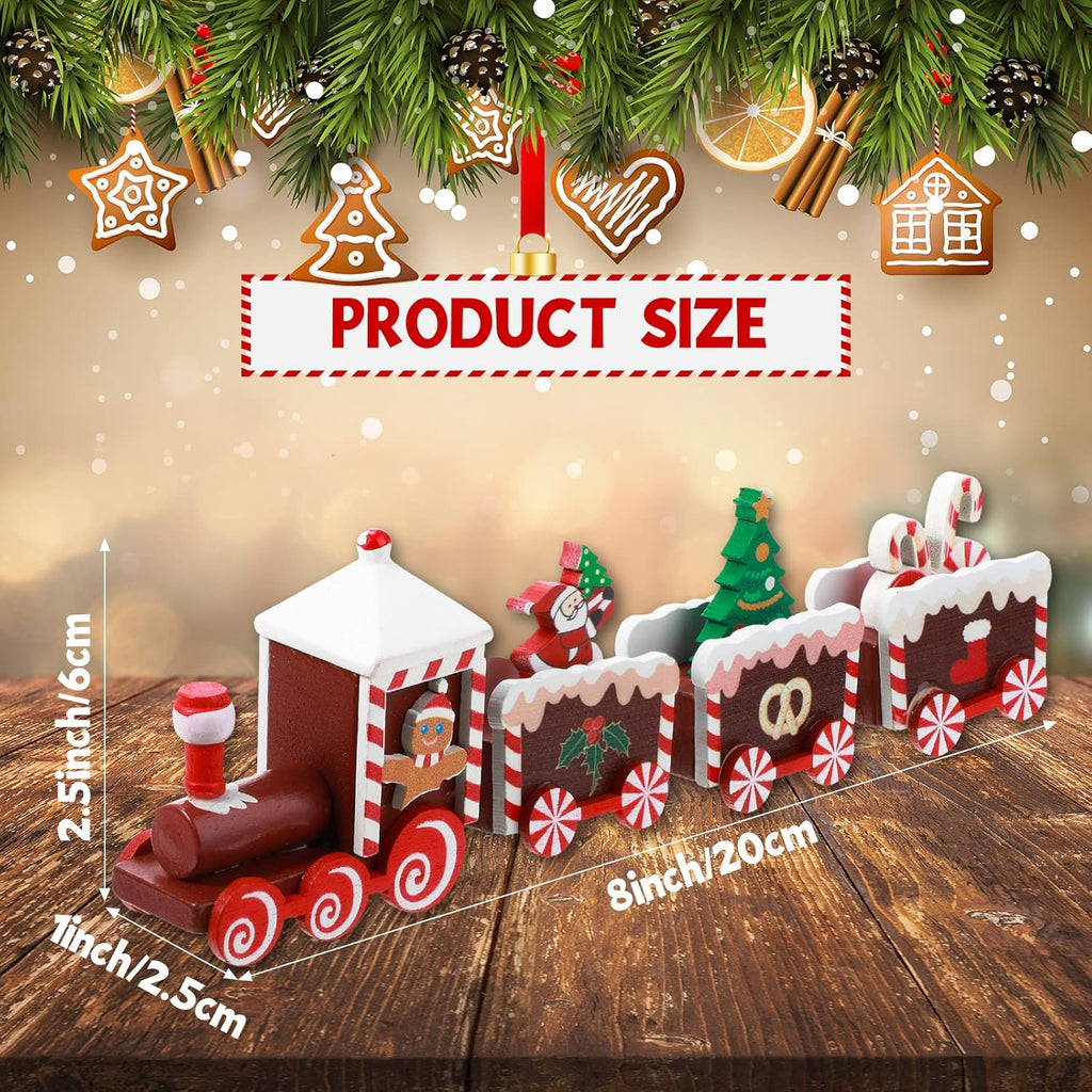 Yulejo Christmas Train | Painted Wooden Decoration for Festive Table Top | Santa Claus, Red