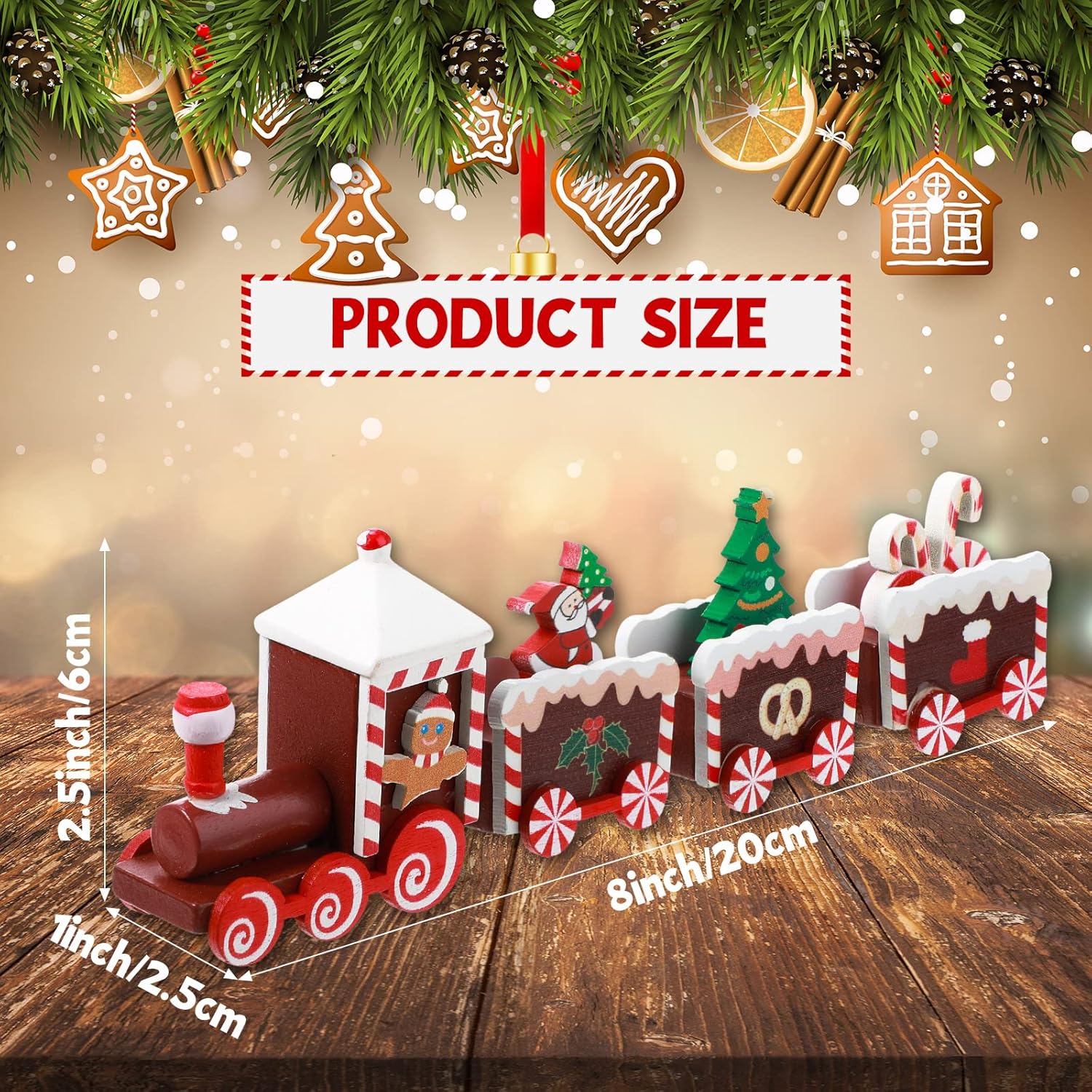 Yulejo Christmas Train | Painted Wooden Decoration for Festive Table Top | Santa Claus, Red