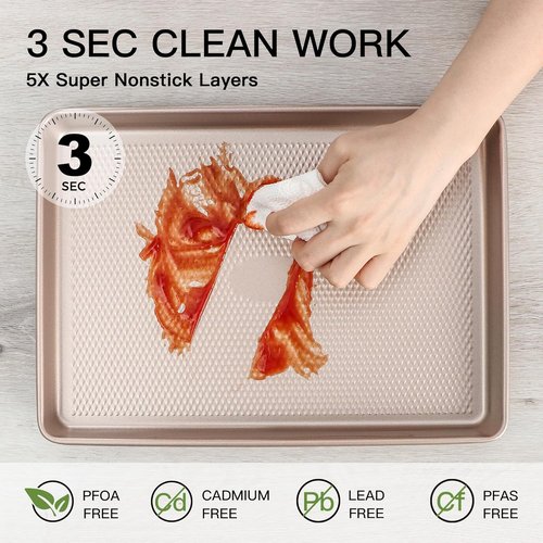 HONGBAKE Jelly Roll Pan 15x10 | Commercial Nonstick Baking Sheet with Diamond Texture, 57% Thicker Carbon Steel