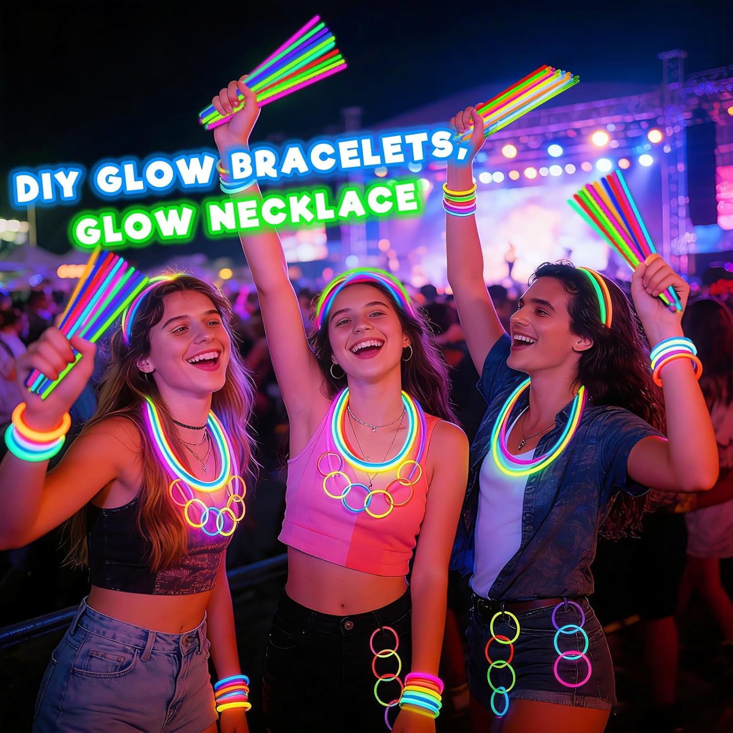TURNMEON 500 Pack Ultra Bright Glow Sticks - Long-Lasting 14 Hours | Perfect for Parties & Events