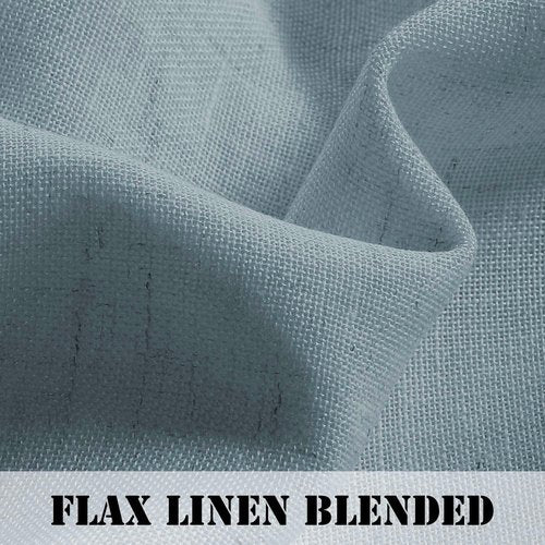 H.VERSAILTEX Stone Blue Linen Curtains 84 Inch Length for Living Room 2 Panels Set Rod Pocket Light Filtering Semi Sheer Curtains for Bedroom Country Farmhouse Drapes 52x84 Long