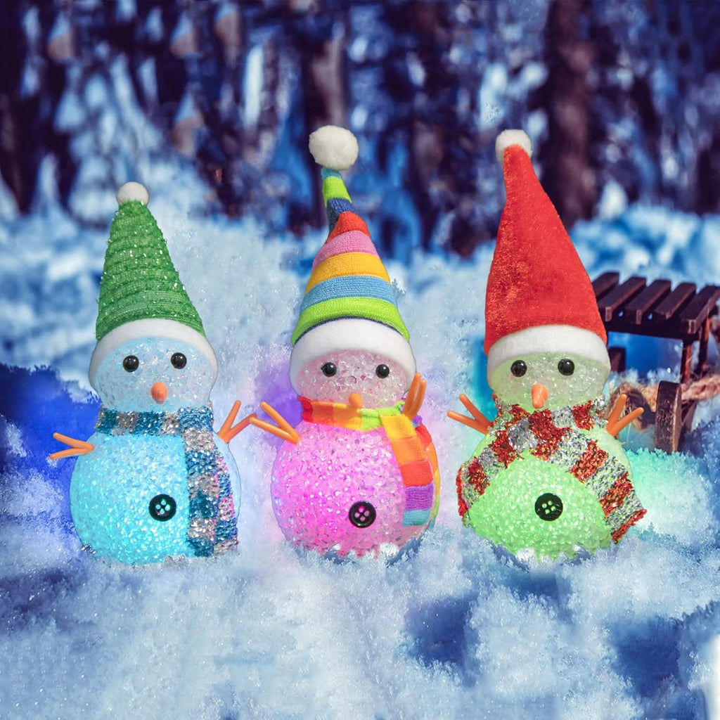 YAKii LED Snowmen Lamp - Color Changing Christmas Decorations | 7.3'' Desk Centerpiece Set of 3