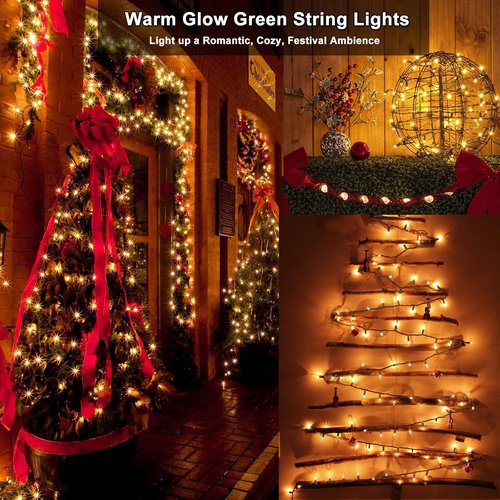 BrizLabs Clear Christmas Lights - 300 Count Warm White String Lights | 69.6ft Indoor/Outdoor Decor