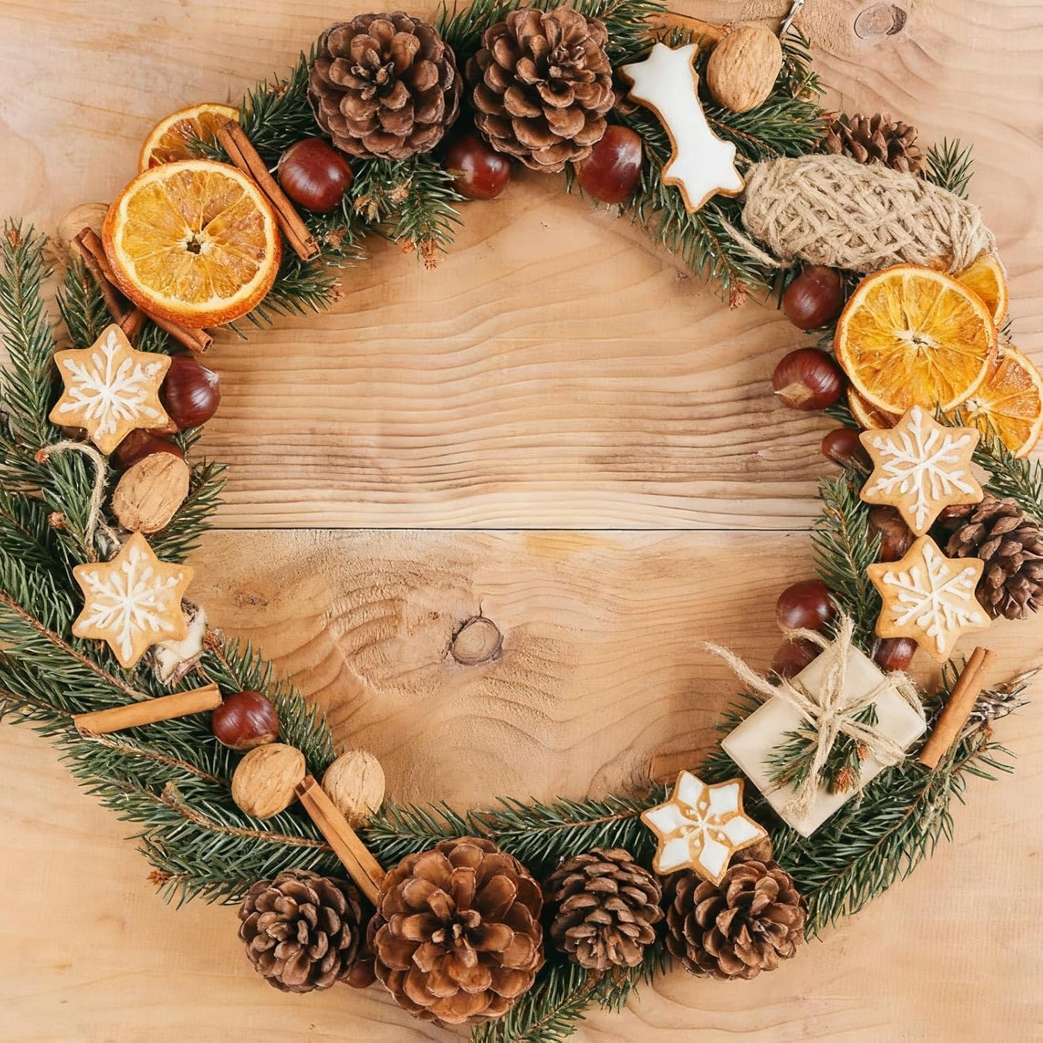 Natural Dried Orange Slices Christmas Ornaments Set by [Brand Name] - 31 Pcs with Cinnamon Sticks & Pinecones for Rustic Holiday Decor
