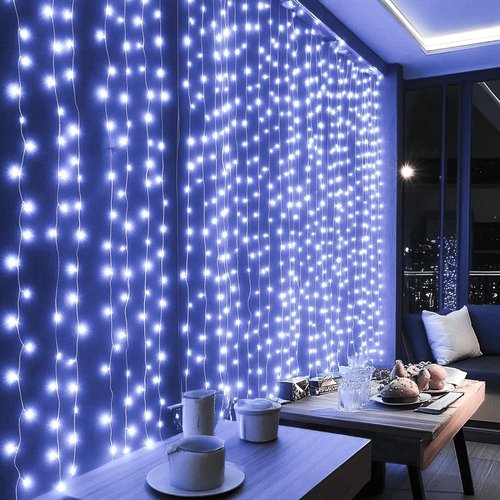 Dazzle Bright 300 LED Curtain String Lights - Waterproof Fairy Lights with 8 Modes | White Decor for Bedroom, Party & Wedding