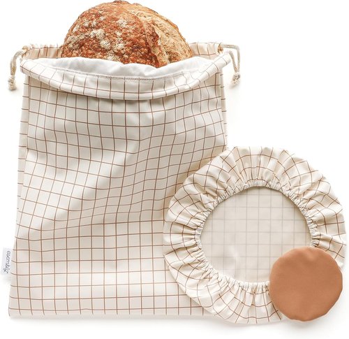 Esembly Sourdough Proofing Kit - 3-Piece Set with Reusable Bread Storage Bag & Covers | Windowpane + Sepia