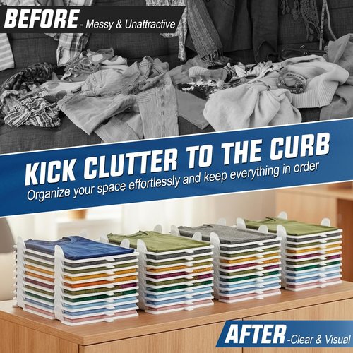 Accenter T-Shirt Organizer - Sturdy Closet Storage Solution | 20-Pack Stackable Bins for Home Use