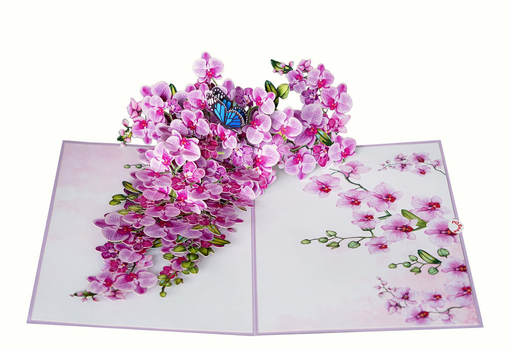 PQ Bees Orchid Happy 90th Birthday Card, 3D Birthday Cards for Women, 6x8in Pop Up Gifts for Mom, Wife, Him, Her, Daughter, Sister, Grandma (Size 6x8 - Happy 90th BD)
