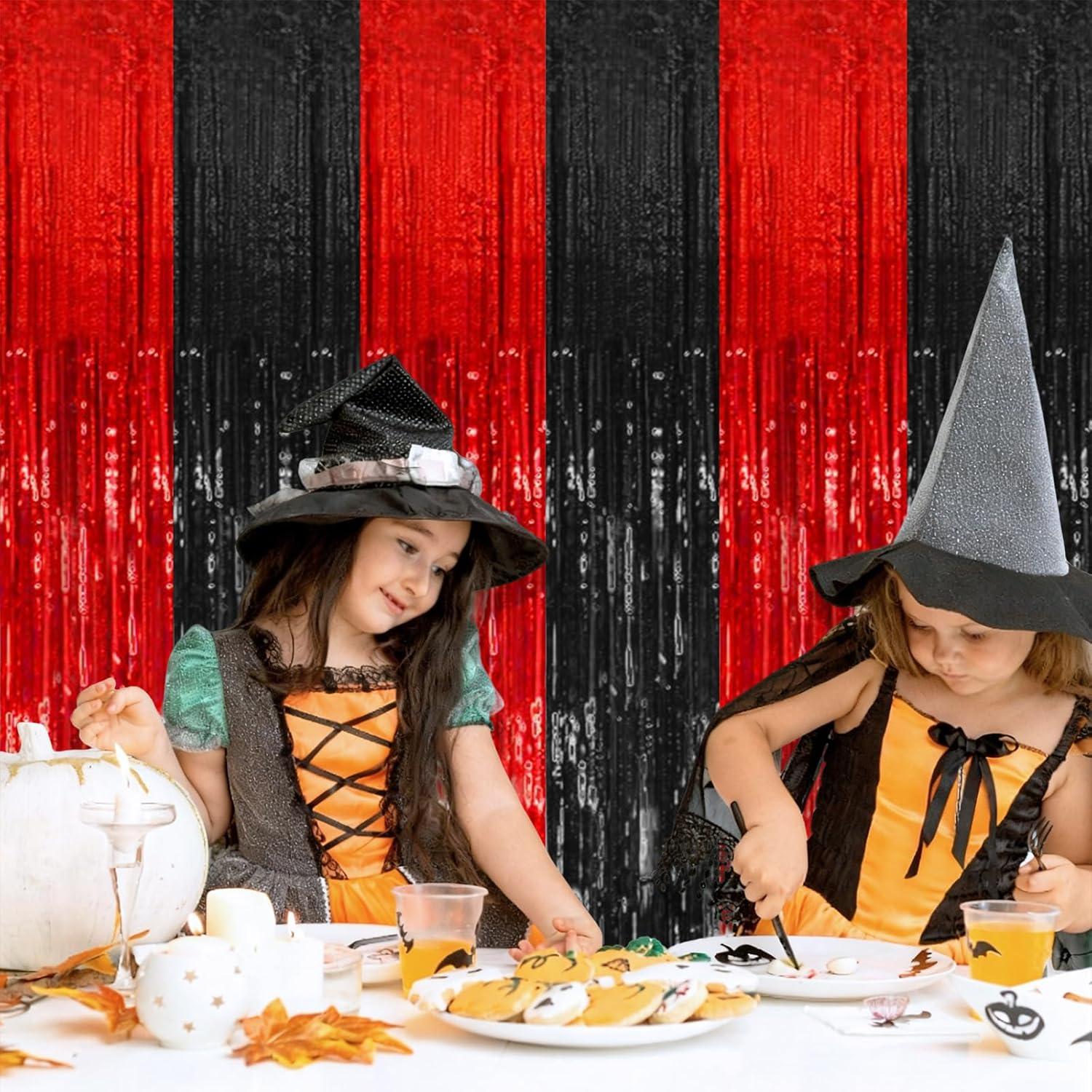 Skiennix Party Backdrop Streamers - 10 Pack Metallic Tinsel Curtains for Birthday & Holiday Decor