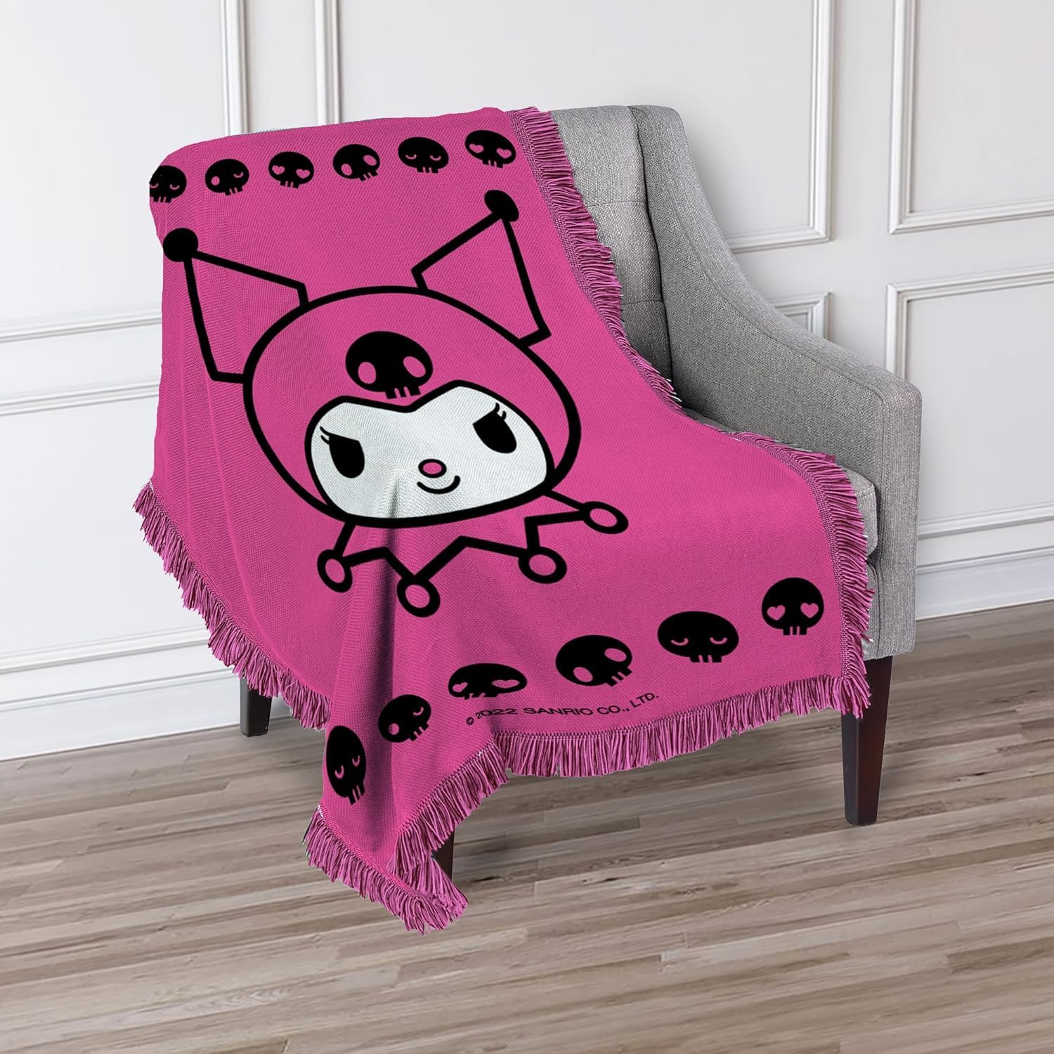 SANRIO Kuromi Blanket Set - Bundle Tapestry Blanket Plus Stickers, More for Kids, Adults, Teens | Cozy Kuromi Throw Blanket 46" x 60"