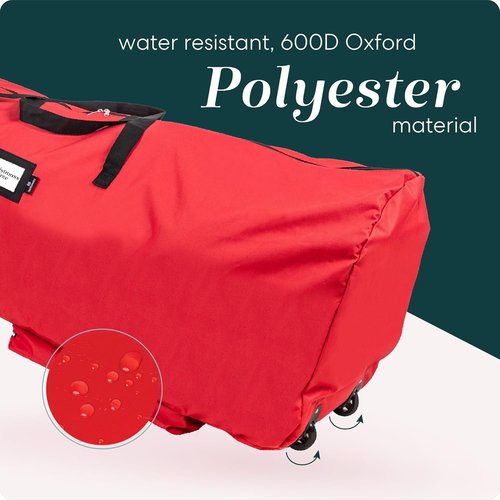 Handy Laundry Christmas Tree Storage Bag with Wheels - Heavy Duty Zippered Container for 7.5 ft Trees, Red