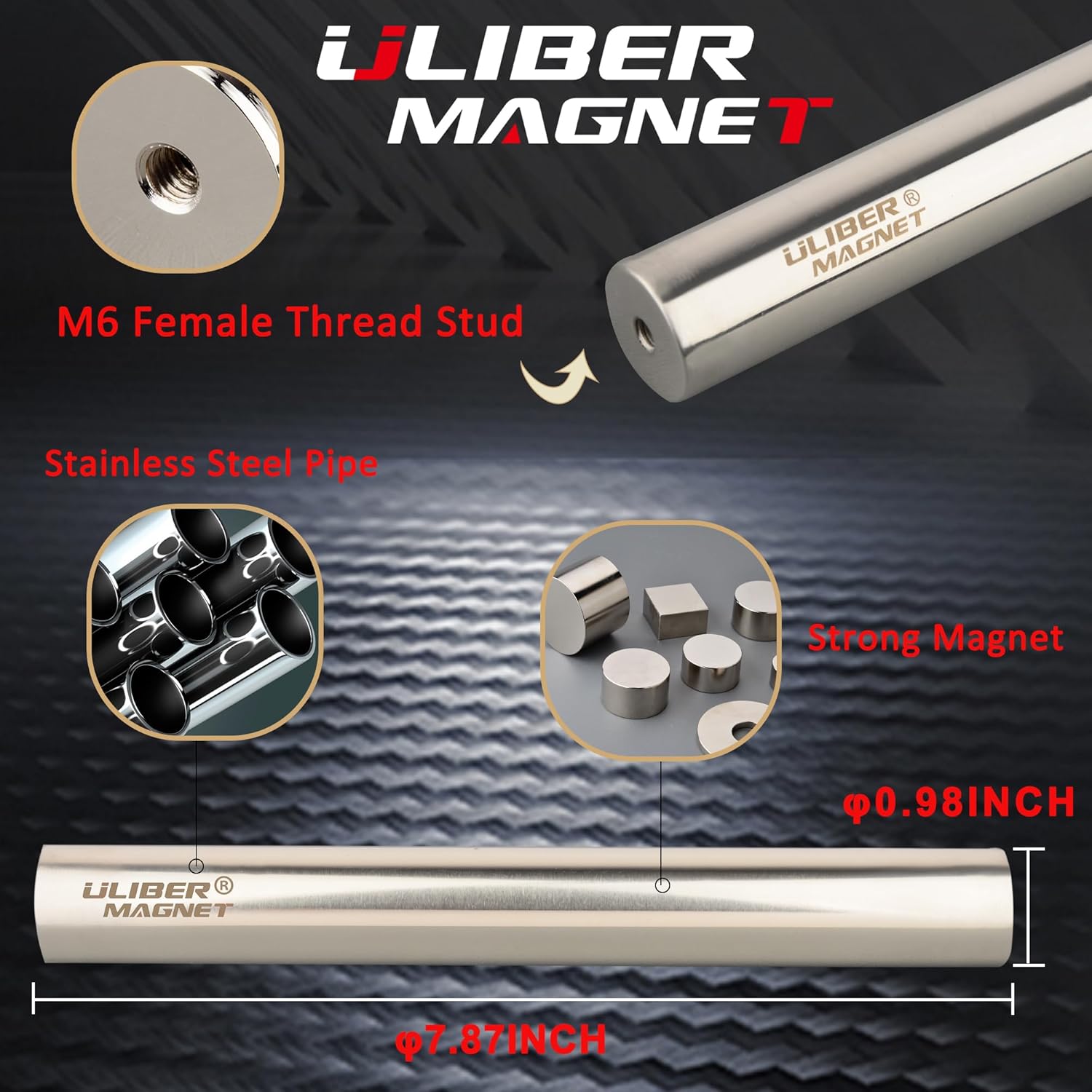 ULIBERMAGNET Magnetic Filter Rod - Super Strong 12000 Gauss Neodymium Magnet for Oil & Powder Filtration