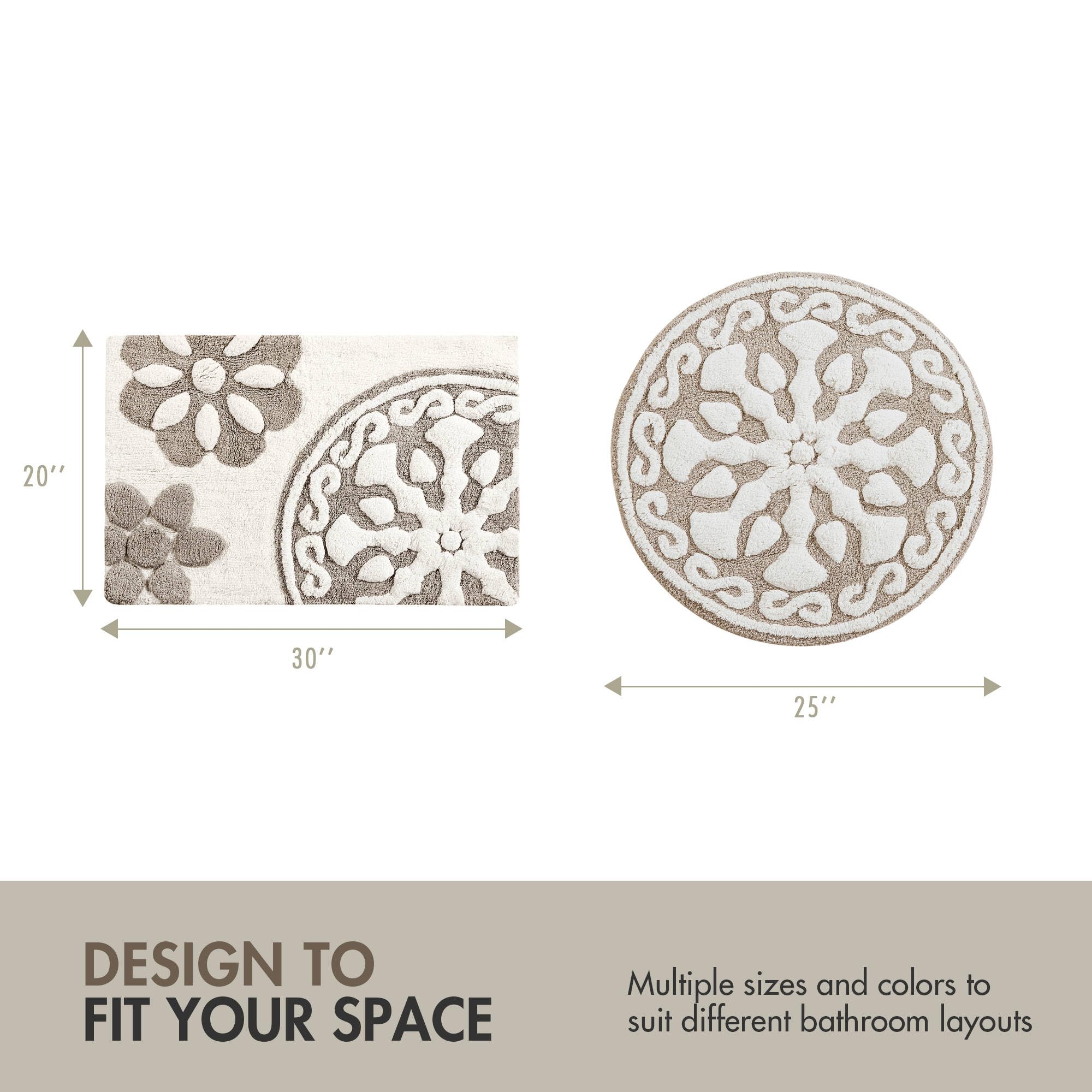 Madison Park Casablanca 100% Cotton Tufted Bathroom Rugs Luxurious Plush Medallion Floral Pattern Bath Mat Absorbent, Quick Dry, Spa Design Shower Room Décor, Rectangle 20" x 30", Taupe