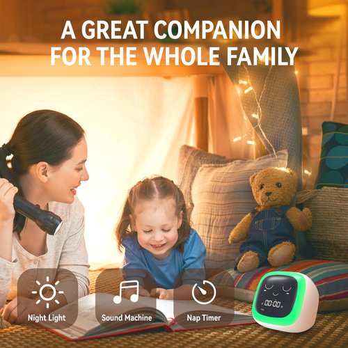 ZUZUKID OK to Wake Alarm Clock for Kids, Toddler Sleep Training Clock with Sound Machine, Kids' Night Light, Digital Alarm Clock for Boys' and Girls' Bedrooms