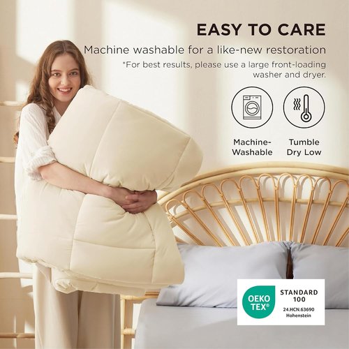 Bedsure Comforter Duvet Insert - All-Season Twin Size Quilted Down Alternative Bedding | GentleSoft Cream 88 x 68 Inches
