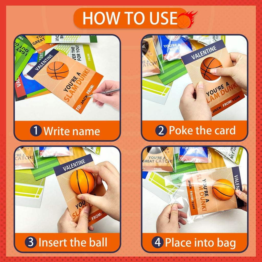 Valentine's Day Sports Gifts | 20-Pack Foam Sport Ball Toys with Exchange Cards for Kids