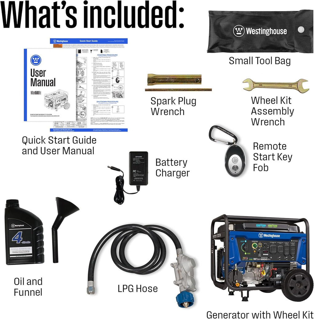 Westinghouse 12500 Peak Watt Portable Generator - Dual Fuel, Remote Start & CO Sensor Ready