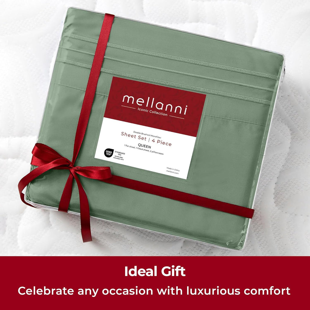 Mellanni Extra Deep Full Sheets - Hotel Luxury Ultra Soft Cooling Bedding | 4 PC Set in Sage