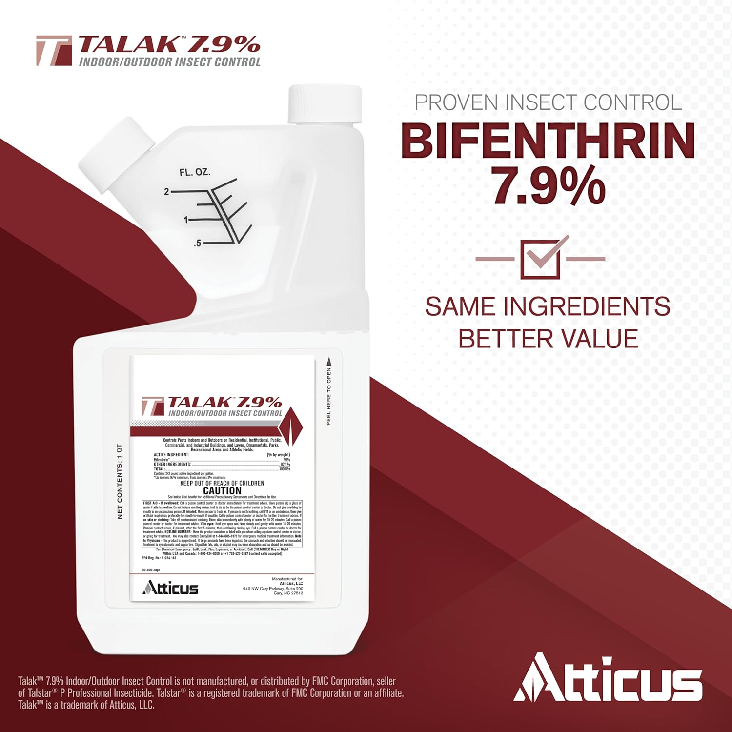 Atticus Talak Insect Control - Bifenthrin Concentrate for Indoor/Outdoor Use (32 Ounce)